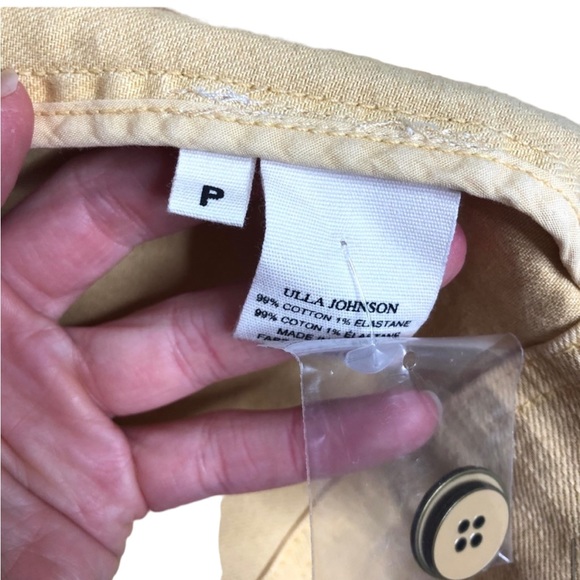 Ulla Johnson | NWOT Griffin Oversized Puff Sleeve Denim Jacket Khaki Yellow P/0 - Picture 4 of 8